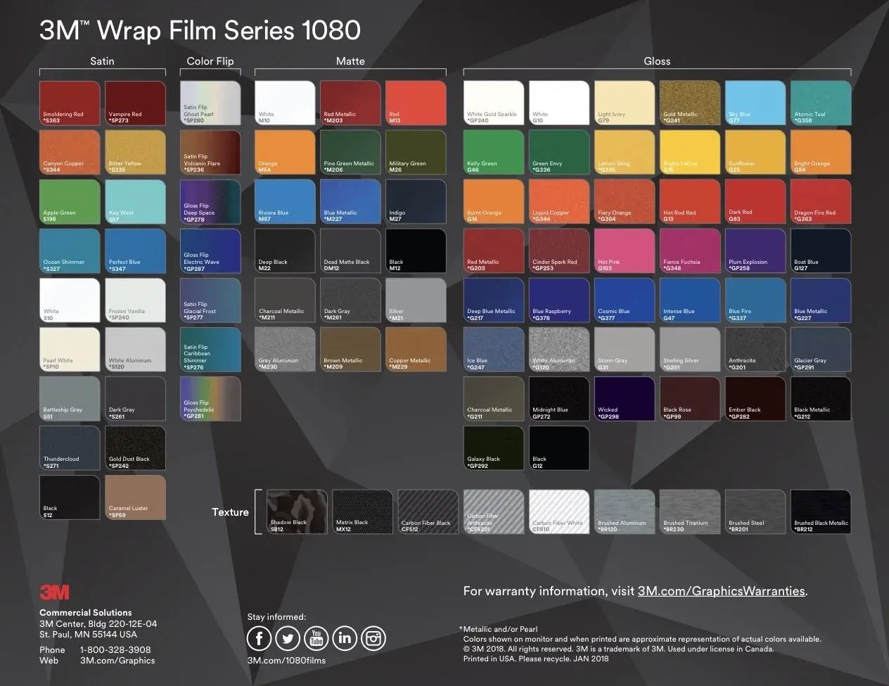 3M wrap color swatch board